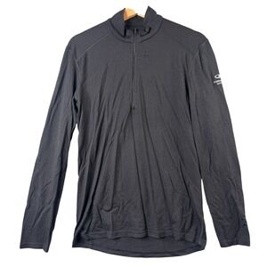 Icebreaker Merino Bodyfit 200 Mens Medium Black 1/4 Zip Base Layer Pullover